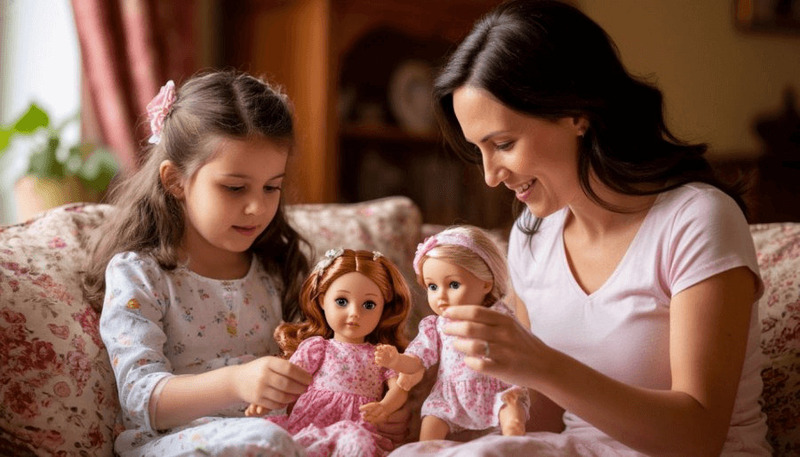 Игра в куклы стимулирует речь: девочки чаще озвучивают роли, проговаривают действия, строят диалоги